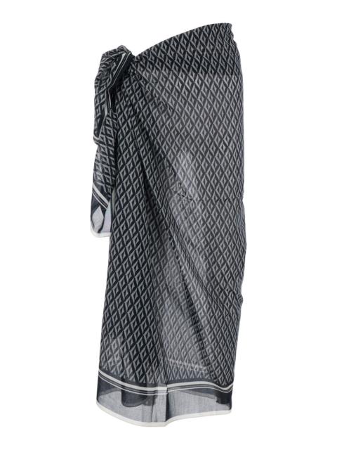 TOM FORD Tom Ford Men Black And White Asymmetrical Pareo With Geometric Motif In Cotton For Men