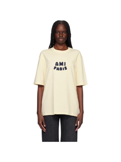 AMI Paris Off-White Cotton 'Ami Paris' Patch T-shirt