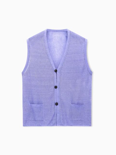 GIORGIO ARMANI SINGLE-BREASTED LINEN WAISTCOAT