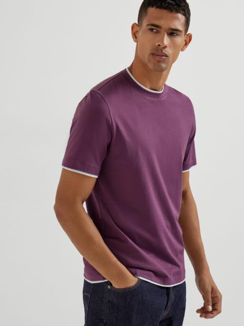 Brunello Cucinelli Cotton jersey crew neck T-shirt with faux-layering