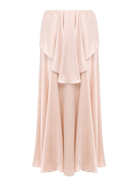 Chloé Draped Washed Silk Satin Maxi Skirt pink