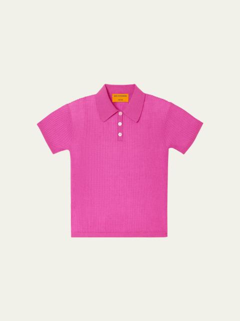 GUEST IN RESIDENCE Cashmere Short-Sleeve Shrunken Polo Sweater