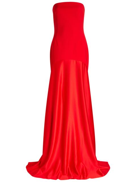SOLACE LONDON Solace London Alessandra Strapless Satin and Crepe Gown