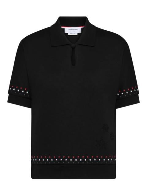 Thom Browne Short Sleeve Dolman Keyhole Polo