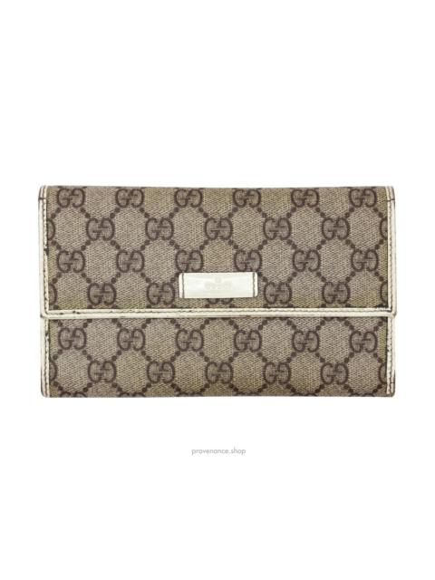 GUCCI Gucci Long Wallet - GG Supreme Brown/White