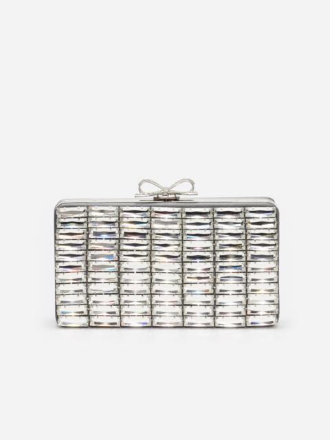self-portrait Grey Satin Crystal Clutch Bag