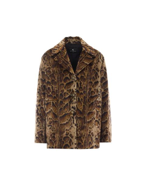 Etro Etro Women Cropped Velvet Coat With Leopard Motif