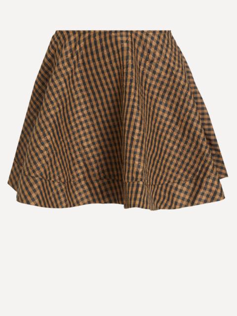 GANNI Crinkled Check Mini Circle Skirt