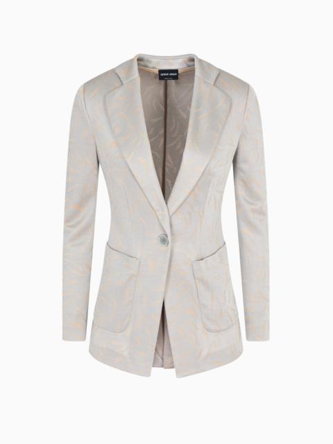 GIORGIO ARMANI SINGLE-BREASTED JACKET IN TWO-TONE JACQUARD VISCOSE JERSEY