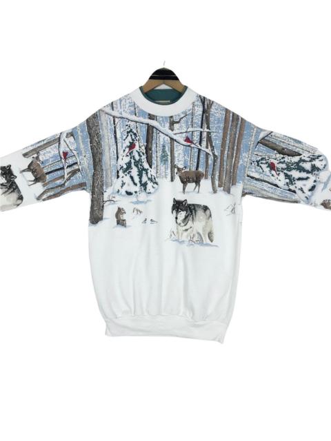 Other Designers Vintage 90s Woolrich Christmas Winter Full Print Sweatshirt