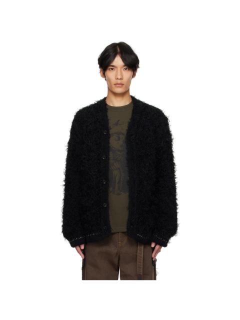 sacai Black Furry Knit Cardigan