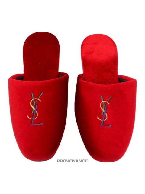 SAINT LAURENT Yves Saint Laurent YSL Logo Slipper - Red Velour