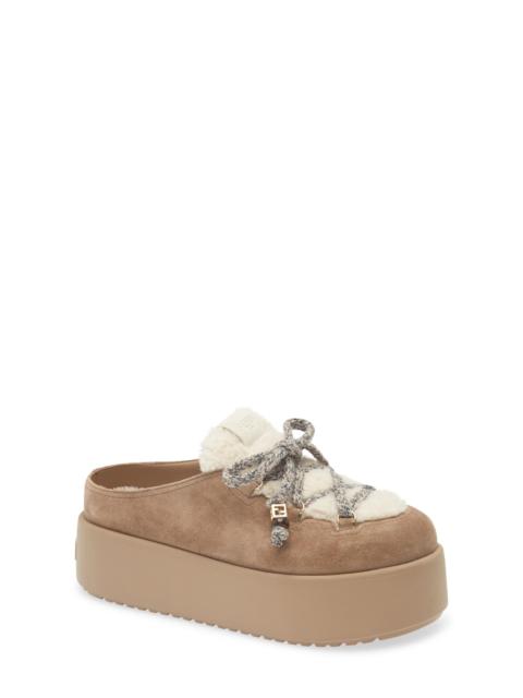 FENDI Fendi Après Chic Leather & Genuine Shearling Mule in Beige at Nordstrom