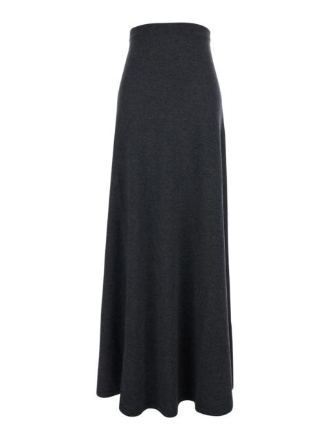 BALENCIAGA Balenciaga Women Grey Flared Skirt With Pleated Details And Elastic Ribbed Waist In Wool Woman