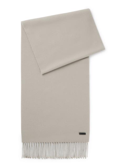 BOSS ITALIAN-MADE SCARF IN WOOL WITH LOGO PATCH