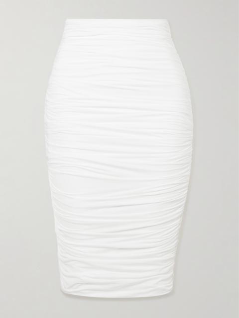MAYGEL CORONEL Dasos Ruched Stretch-jersey Midi Skirt