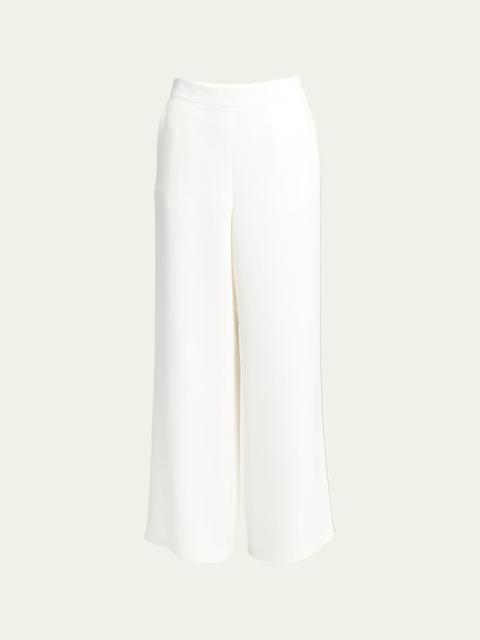GIORGIO ARMANI Side Piping Wide-Leg Silk Trousers