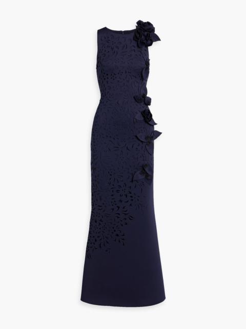 Other Designers Appliquéd laser-cut scuba gown
