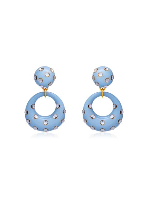 Oscar de la Renta Cabochon Enamel Drop Earrings blue