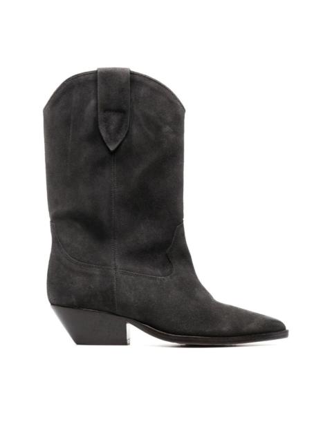 cuban-heeled leather boots