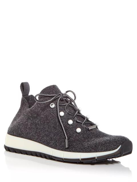 JIMMY CHOO Women's Veles Embellished Knit Low Top Sneakers