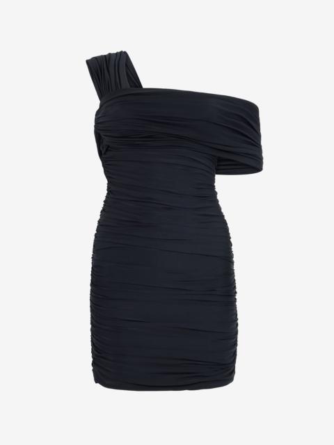 Roberto Cavalli Black Mini Dress With Ruffles