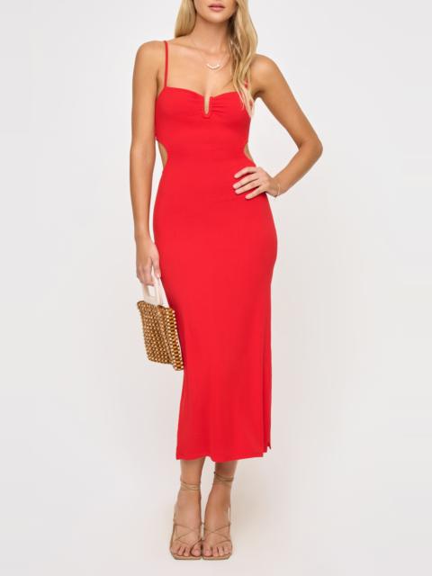 L*SPACE LSPACE Cameron Cutout Rib Cover-Up Midi Dress in Flame at Nordstrom