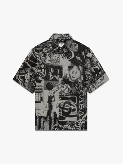 CASABLANCA Rave Collage Short Sleeve Denim Shirt