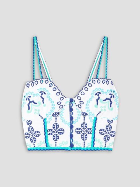 Charo Ruiz Keity cropped broderie anglaise cotton-blend top