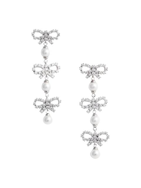 Self Portrait Women Micro Bow Pearl Tiered Earrings