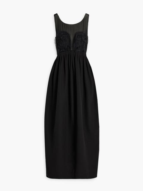 Maison Margiela Pleated silk-blend chiffon maxi dress