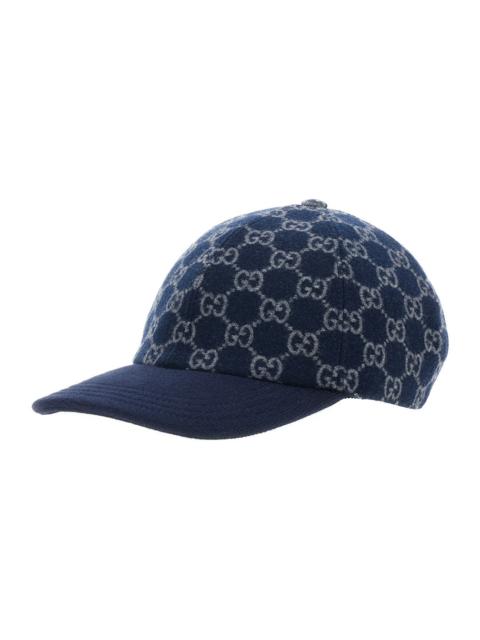 GUCCI Gucci Men Blue Baseball Cap With Gg Motif In Wool Man
