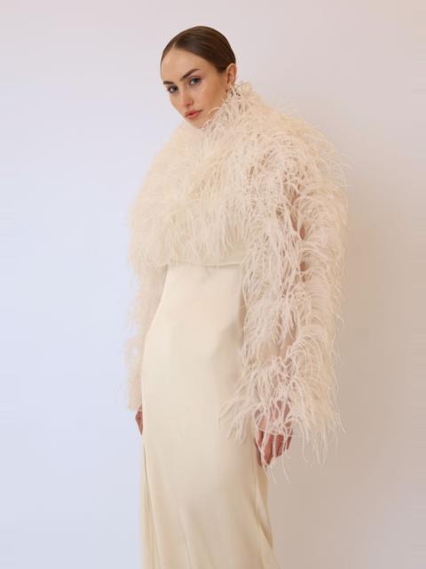 LAPOINTE Marbled Feathers Cropped Jacket