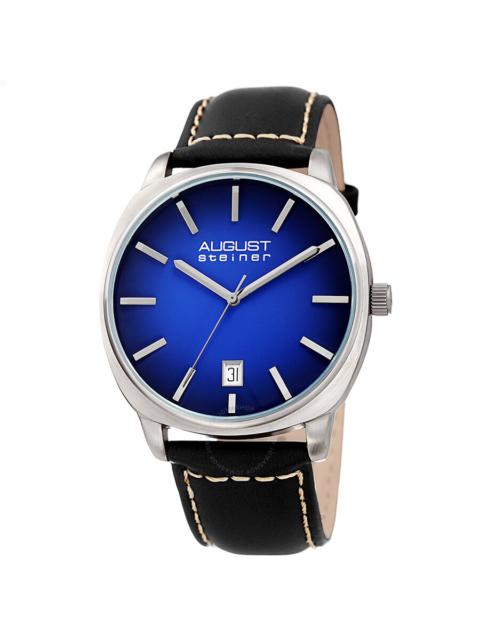 Other Designers August Steiner Blue Dial Black Leather Men's Watch AS8245BUBK