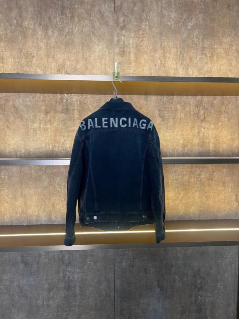 BALENCIAGA Balenciaga studded back logo denim jacket in black