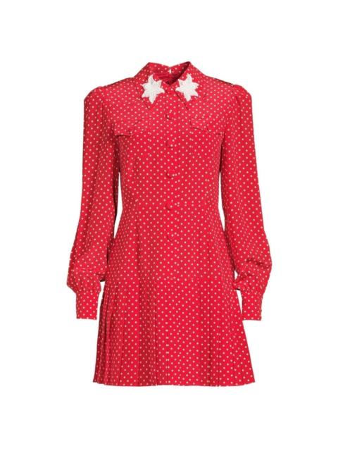 Alessandra Rich Polka Dot Print Silk Shirt Dress