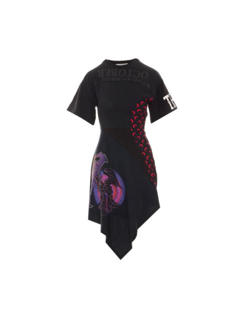 Marine Serre Marine Serre Women Asymmetrical Knee Length Dress With Moon, Gothic And Gecko Print