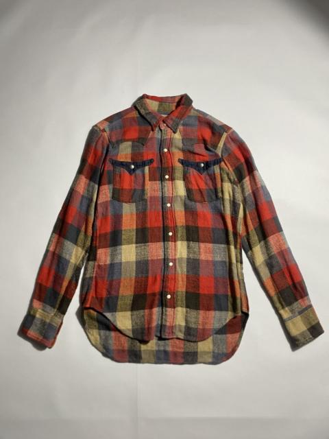 Kapital KAPITAL CHECK ALL OVER PATTERN CONCHO BUTTON SNAP WESTERN