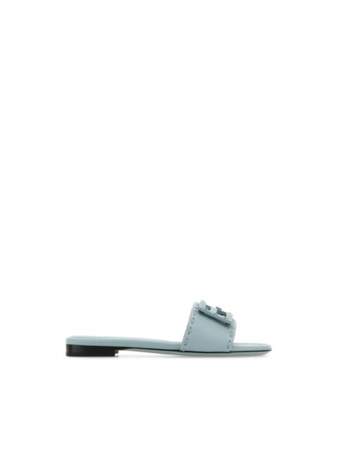 FENDI FENDI Baguette $790 Light Blue Leather Slides New & Authenti