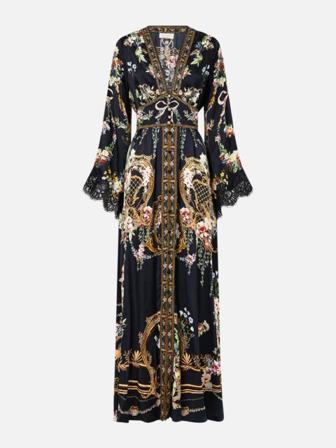 CAMILLA KIMONO SLEEVE DRESS WITH SHIRRING DETAIL