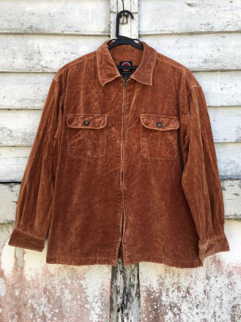 Other Designers Vintage - Vintage Lucky Strike Orange Velvet Zipper Shirt Jacket