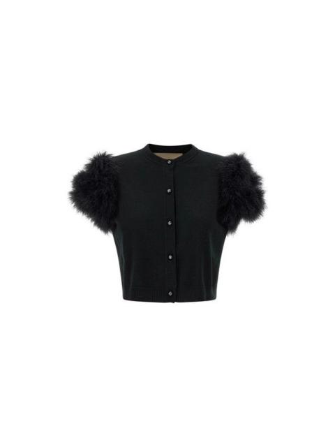 Valentino VALENTINO Black feathered Wool Top New & Authentic (Women's