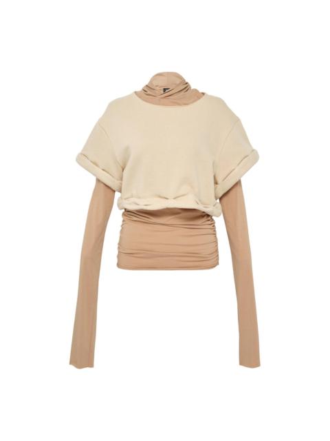 We11done Beige Womens Rolledup Hoodie