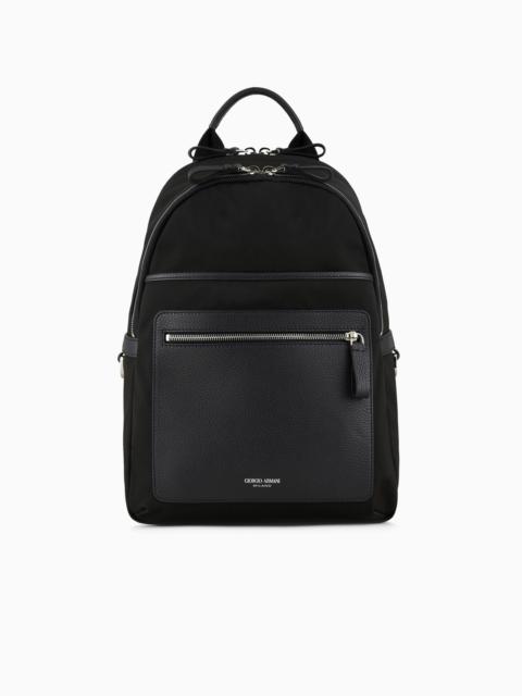 GIORGIO ARMANI Recycled-nylon and pebbled-leather backpack