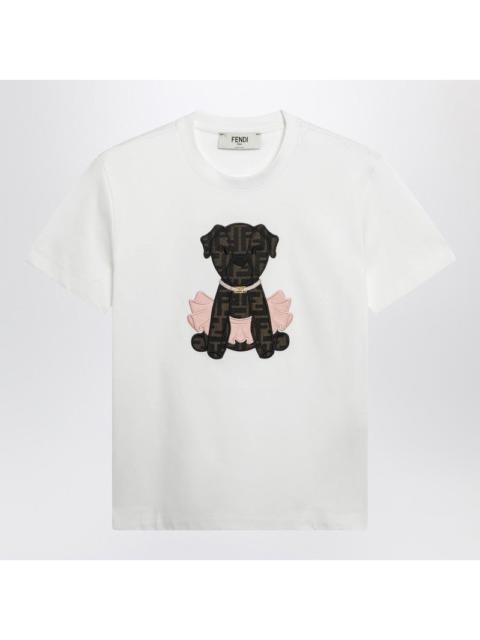 FENDI Fendi White T-Shirt With Small Dog And Ff Motif Women