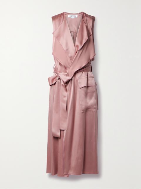 Victoria Beckham Cutout Hammered-satin Midi Wrap Dress