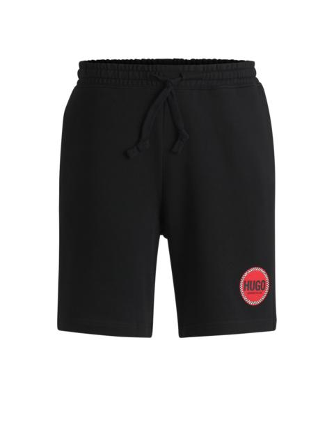 HUGO COTTON-TERRY RELAXED-FIT SHORTS WITH LOGO PRINT