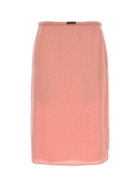GUCCI Pink Gg Silk Skirt