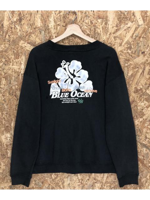 Other Designers Vintage - Vintage Hawaiian Blue Ocean Big Print Crewneck Sweatshirt