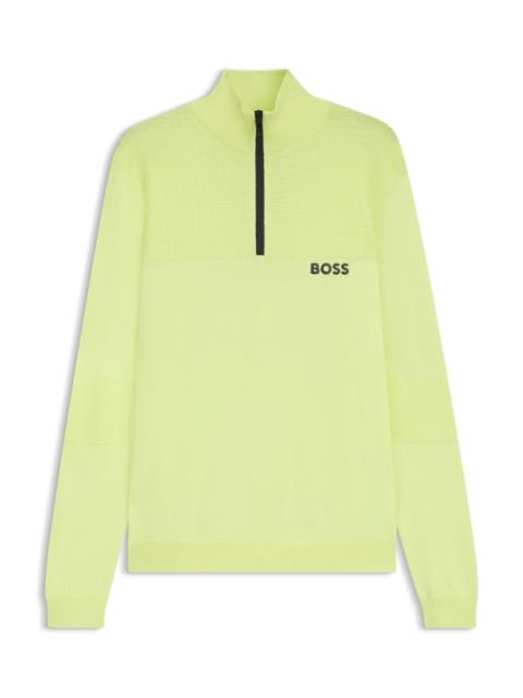 BOSS WATER-REPELLENT COTTON SWEATER WITH ZIP NECK